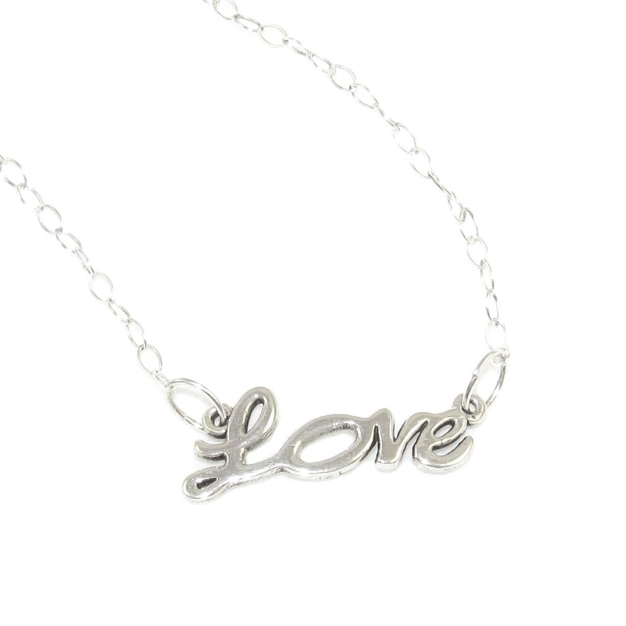 LOVE Love Sterling Silver Lucky Charm Necklace 50 cm