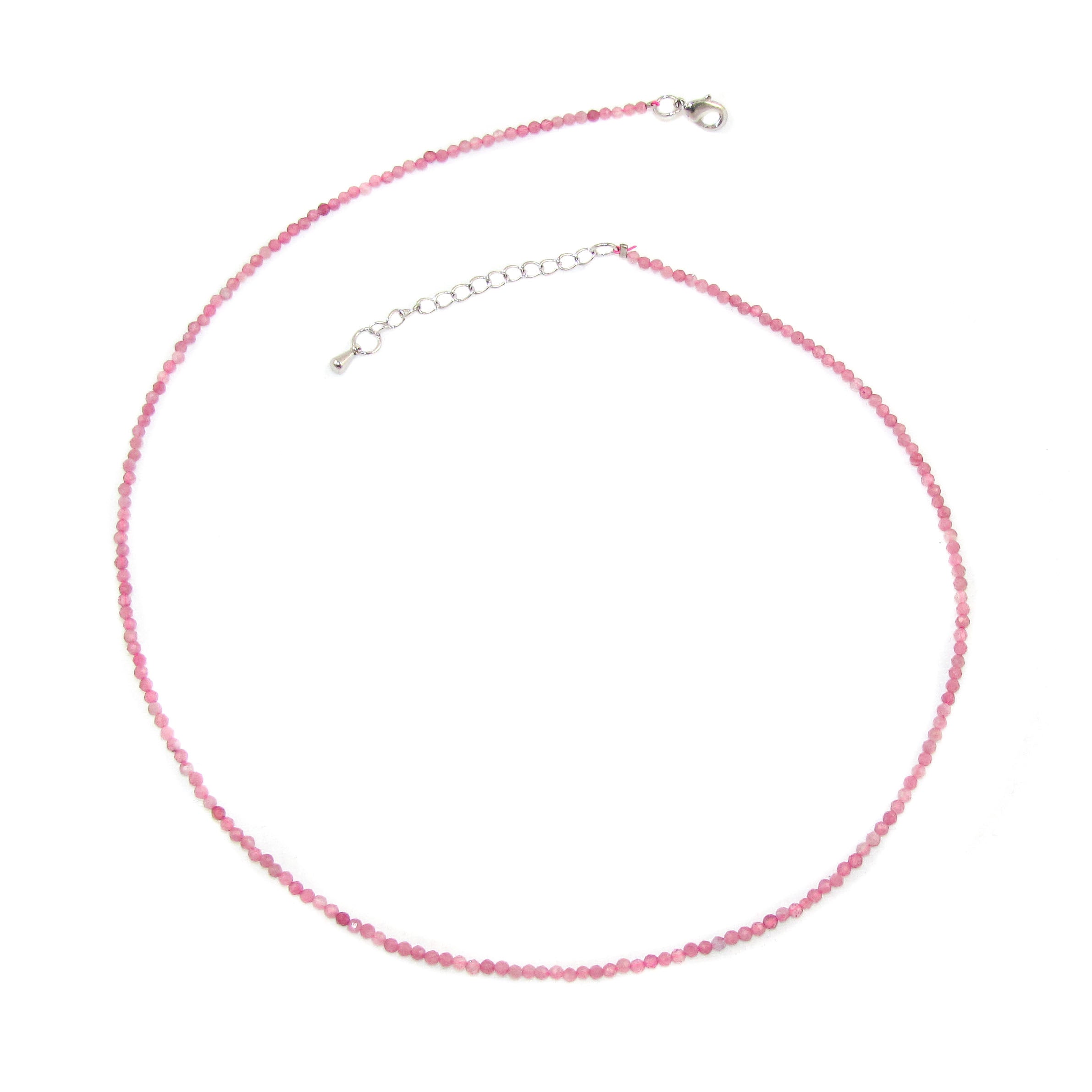 rosa Turmalin Edelstein Heilstein Kette, 2 mm Perlen - Herzenskraft