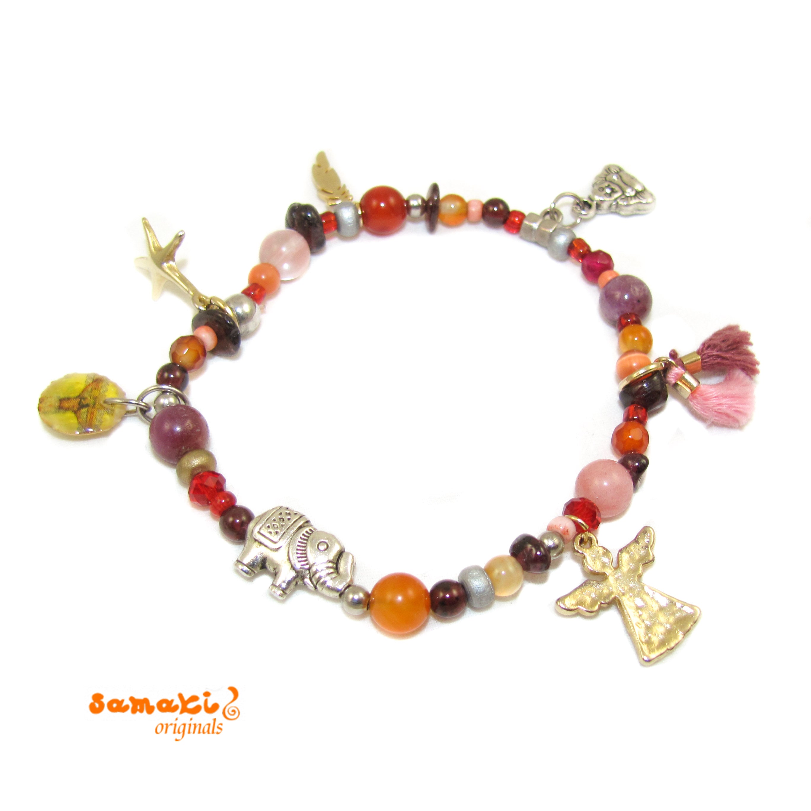 Edelstein Armband - love, peace & happiness, rot - geweiht