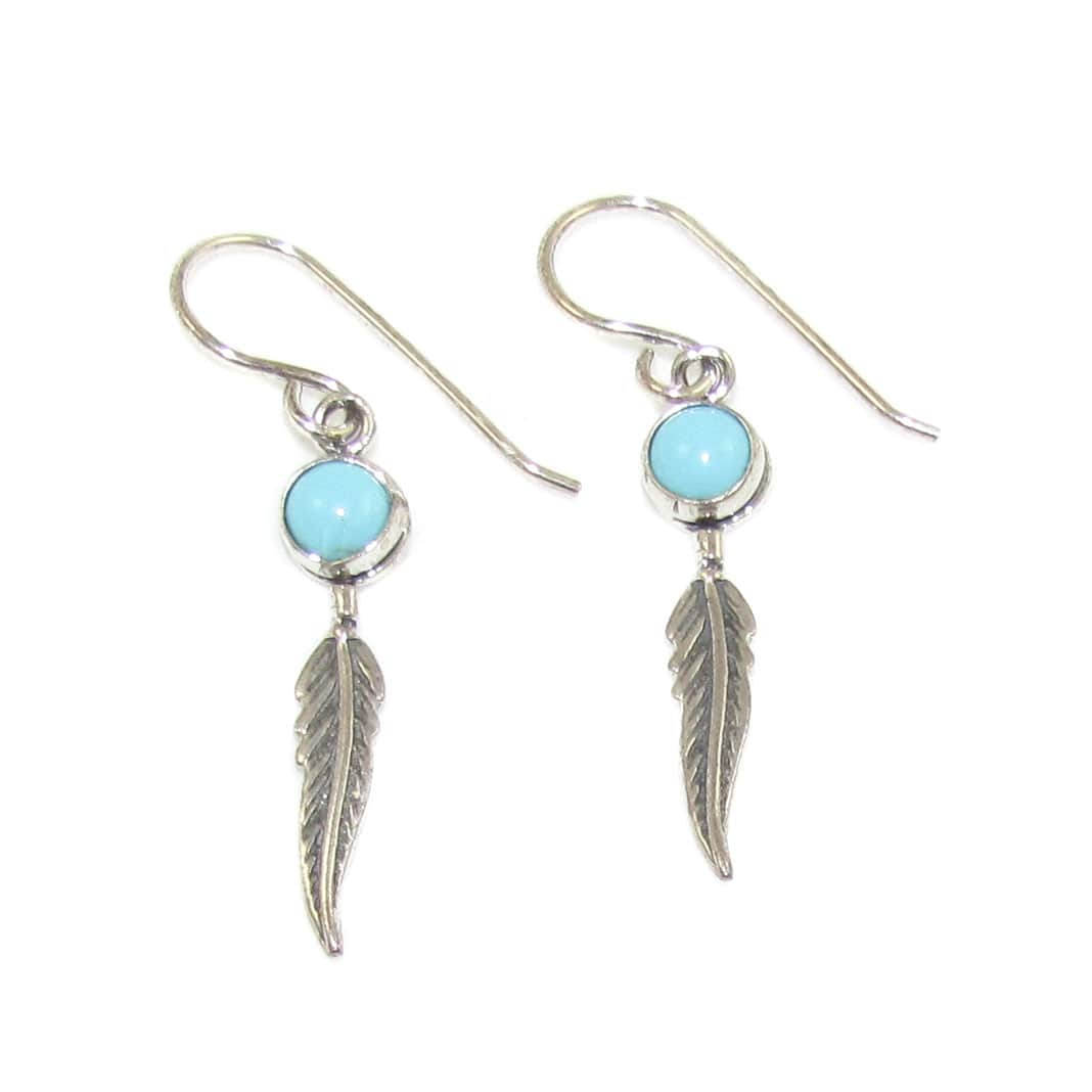 Angel Feather Turquoise Gemstone Talisman Earrings, Sterling Silver - Lightness and Happiness