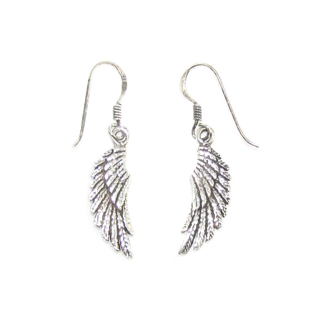 Angel Wing Earrings Sterling Silver, stamped on both sides - Hope