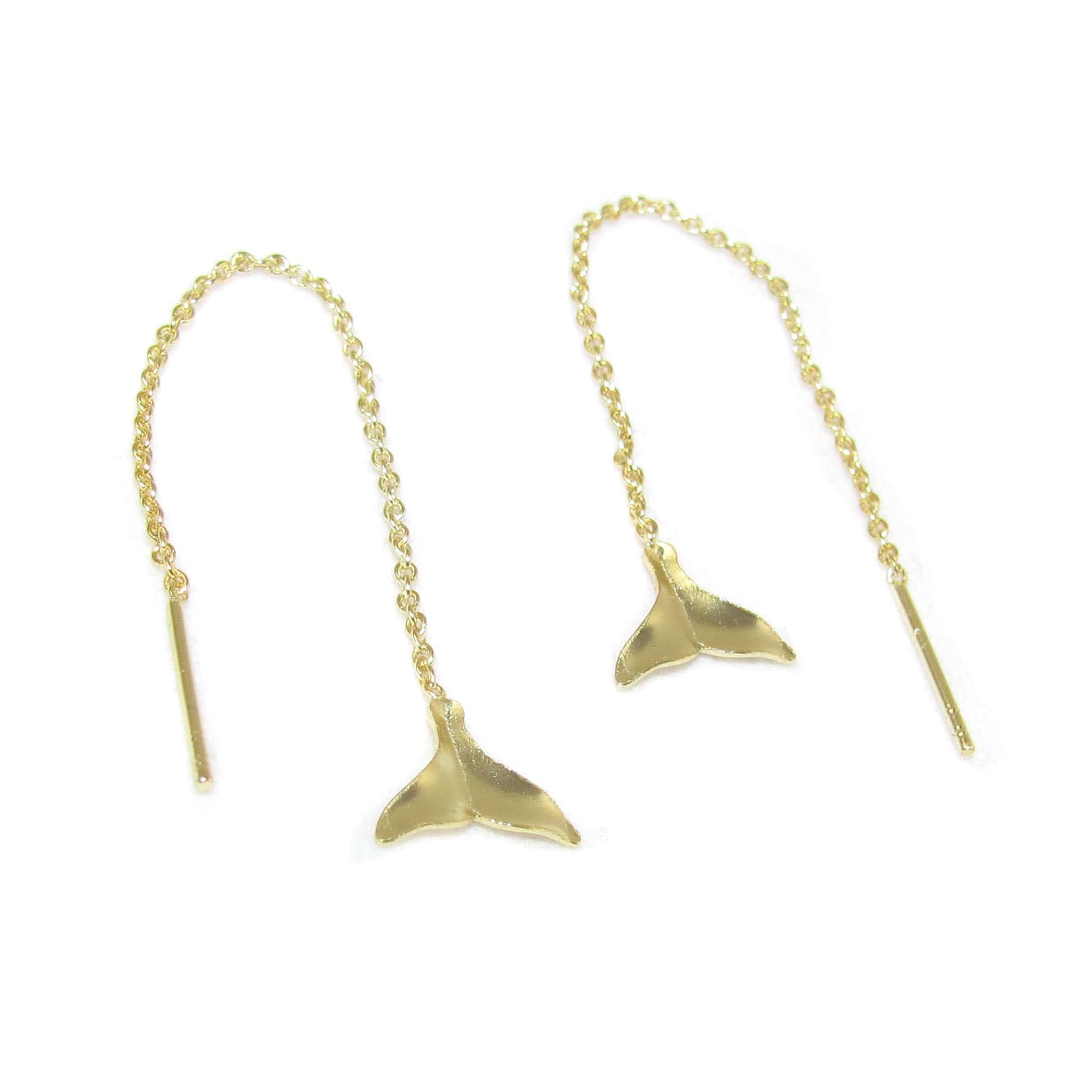 Walflosse Symbol und Krafttier Wal Ohrringe, Gold vergoldet, Ohrschmuck filigran