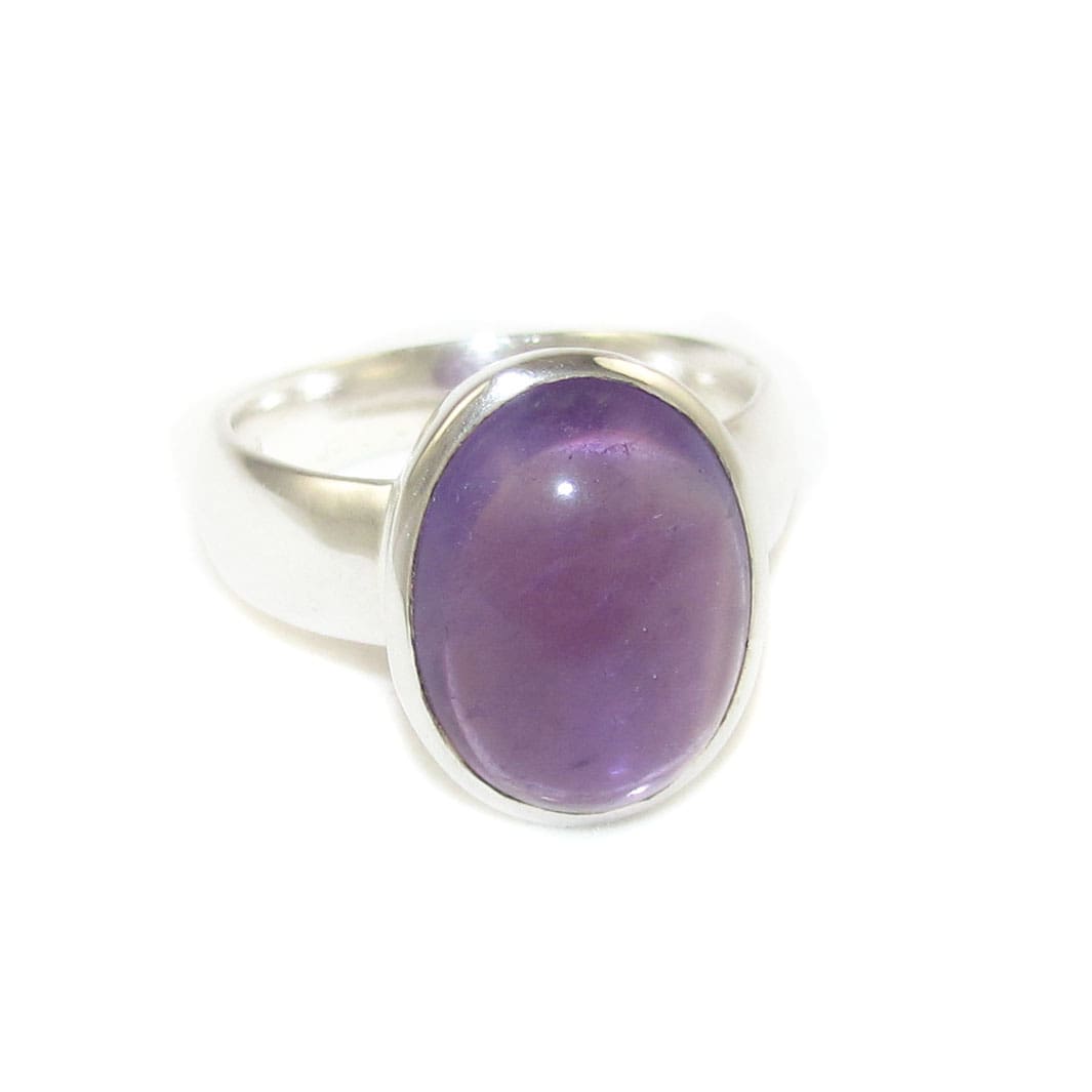 Amethyst gemstone healing stone ring sterling silver size 58 oval - harmony in relationships