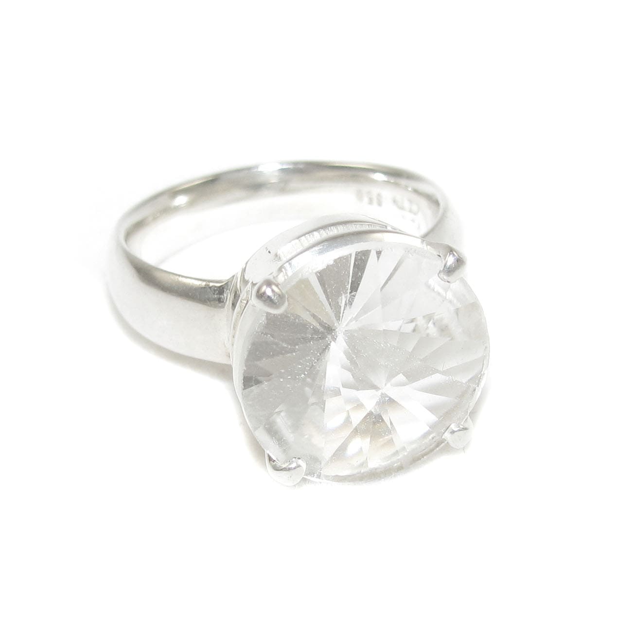 edler Bergkristall Edelstein Heilstein Ring Sterlingsilber, Größe 57 - Klarheit und Energiefluss
