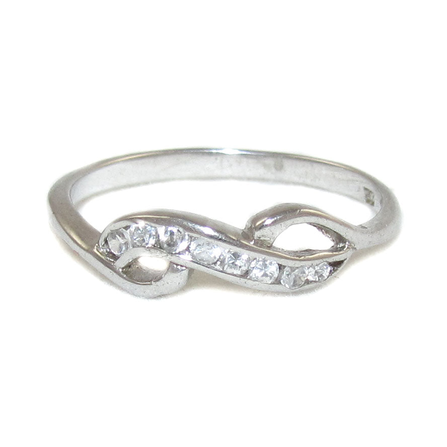 Unendlich Infinity Ring Sterlingsilber mit Kristallen - Größe 54 - Harmonie